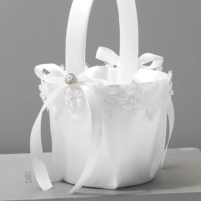 Cesta de flores romántica para novia, cesta de flores de boda occidental, cesta de flores dispersa para niños, suministros de boda