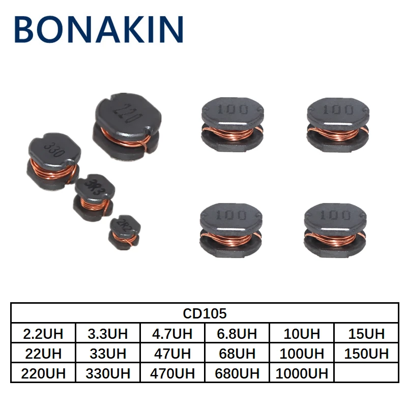 20PC SMD Inductor CD105 Power Inductance 2.2UH 3.3UH 4.7UH 6.8UH 10UH 15UH 22UH 33UH 47UH 68UH 100UH 150UH 220UH 330UH 470UH