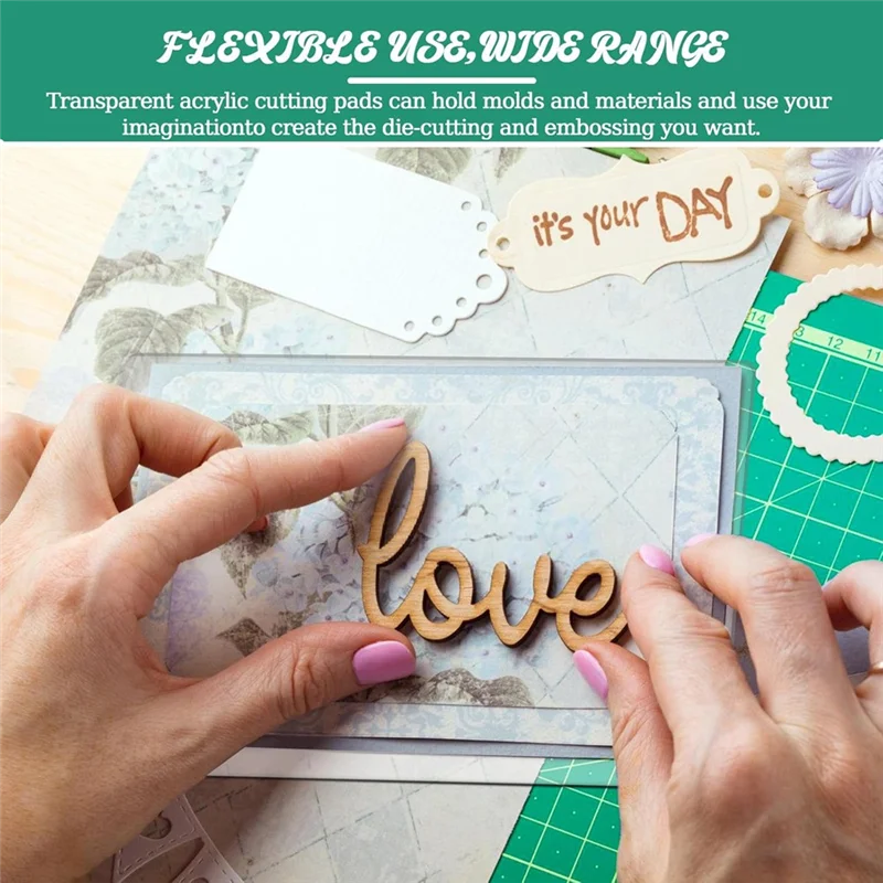 AA01-6枚 クリアアクリルカッティングパッド 8.7 x 6.1インチ クリアカッティングプレート アクリルカッティングパッド エンボス加工 クラフト用