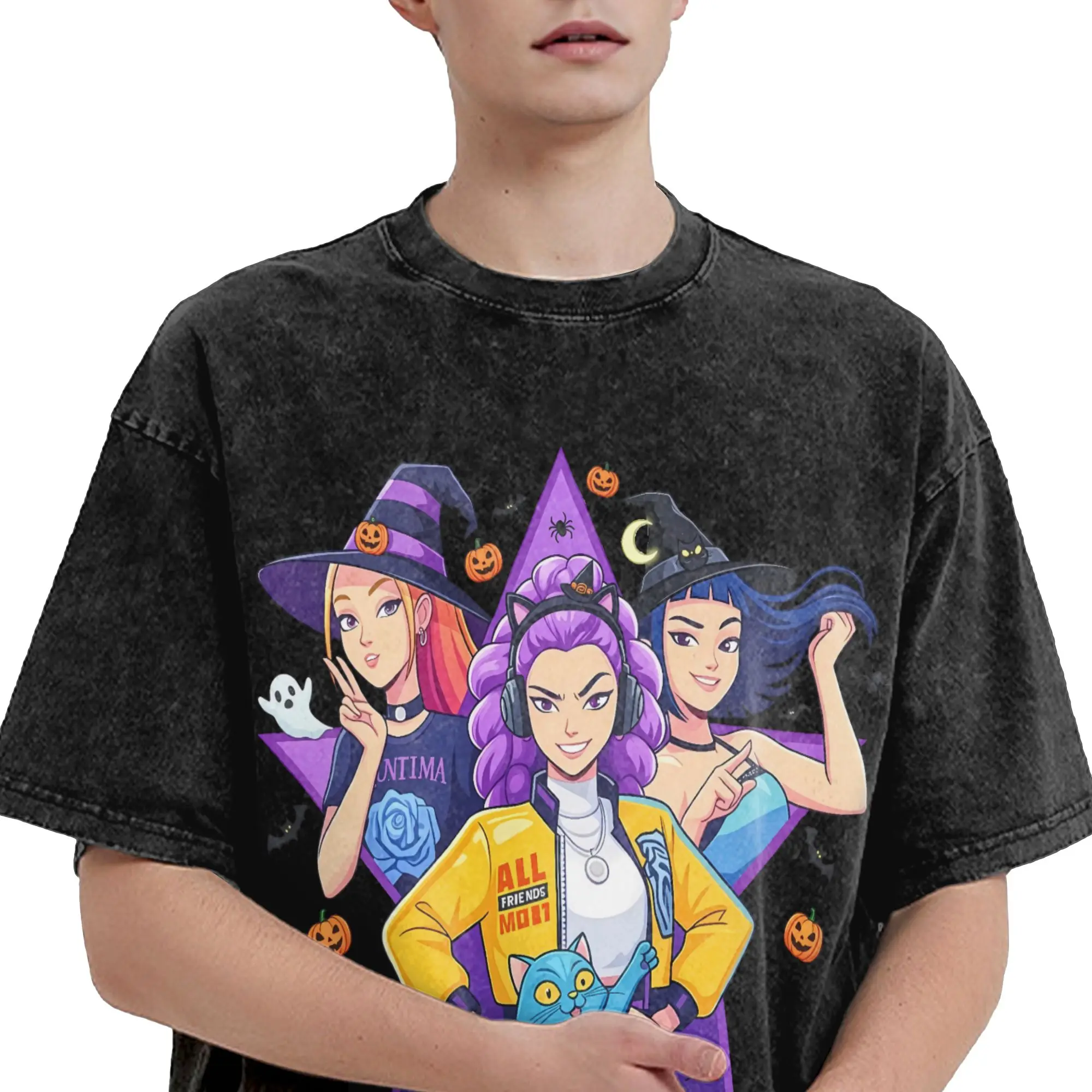 الرجال هالوين Kpop شيطان الصيادين ساجا الفتيات والنمر تي شيرت الصيف Y2K متعة تي شيرتات قصيرة الاكمام س الرقبة الترفيه نمط التي شيرت