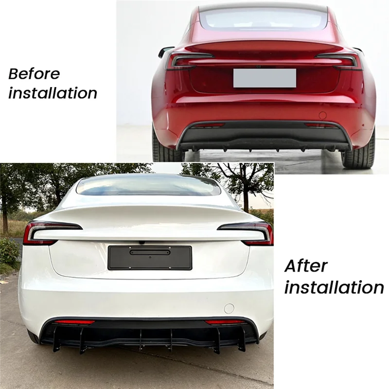 

Car Rear Bumper Diffuser Spoiler Lip ABS Automotive Supplies For Tesla Model 3 2023+