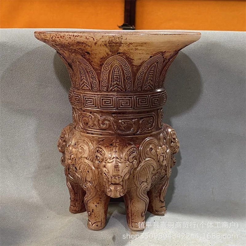 

Factory Wholesale Vintage Antique Miscellaneous Xiu Jade Imitation Ancient Jade Carving Ornaments Animal Cups Dragon Statues Liv