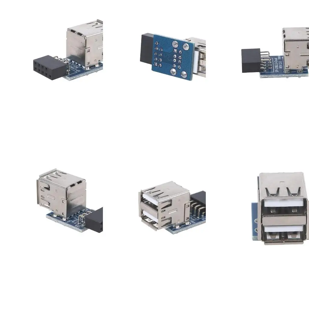 Two-Layer USB 2.0 Female Adapter Converter 2 Ports Motherboard Card Extender Internal Extender