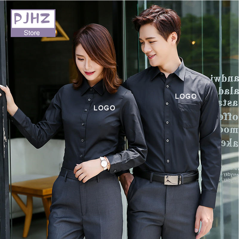 Camisa de manga longa de algodão de negócios camisa profissional de alta qualidade logotipo personalizado impressão bordado camisa de sarja fina uniforme de trabalho