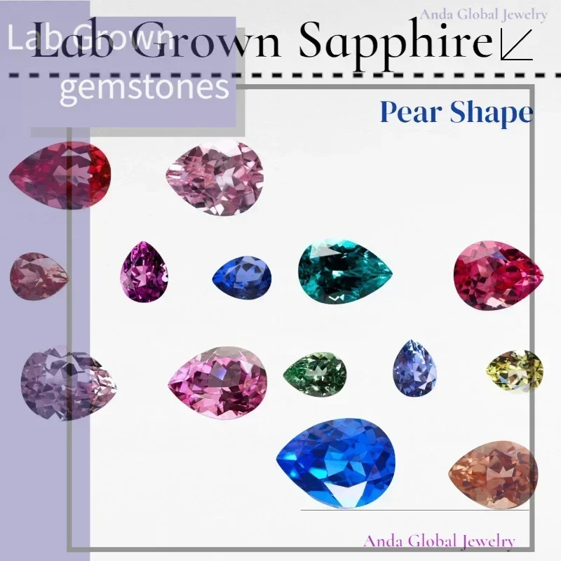 

M-Lab Grown Sapphire Pear Shape DIY Charms Jewelry Earring Rings Making Main Materials Selectable AGL Certificate Daily Matching