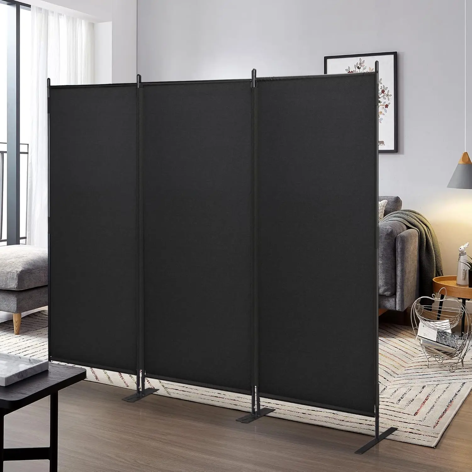 

Room Divider Panel 6Ft Privacy Screen Wall Divider 88" W x 73" H Dividers for Room Separation Folding Portable Freestand