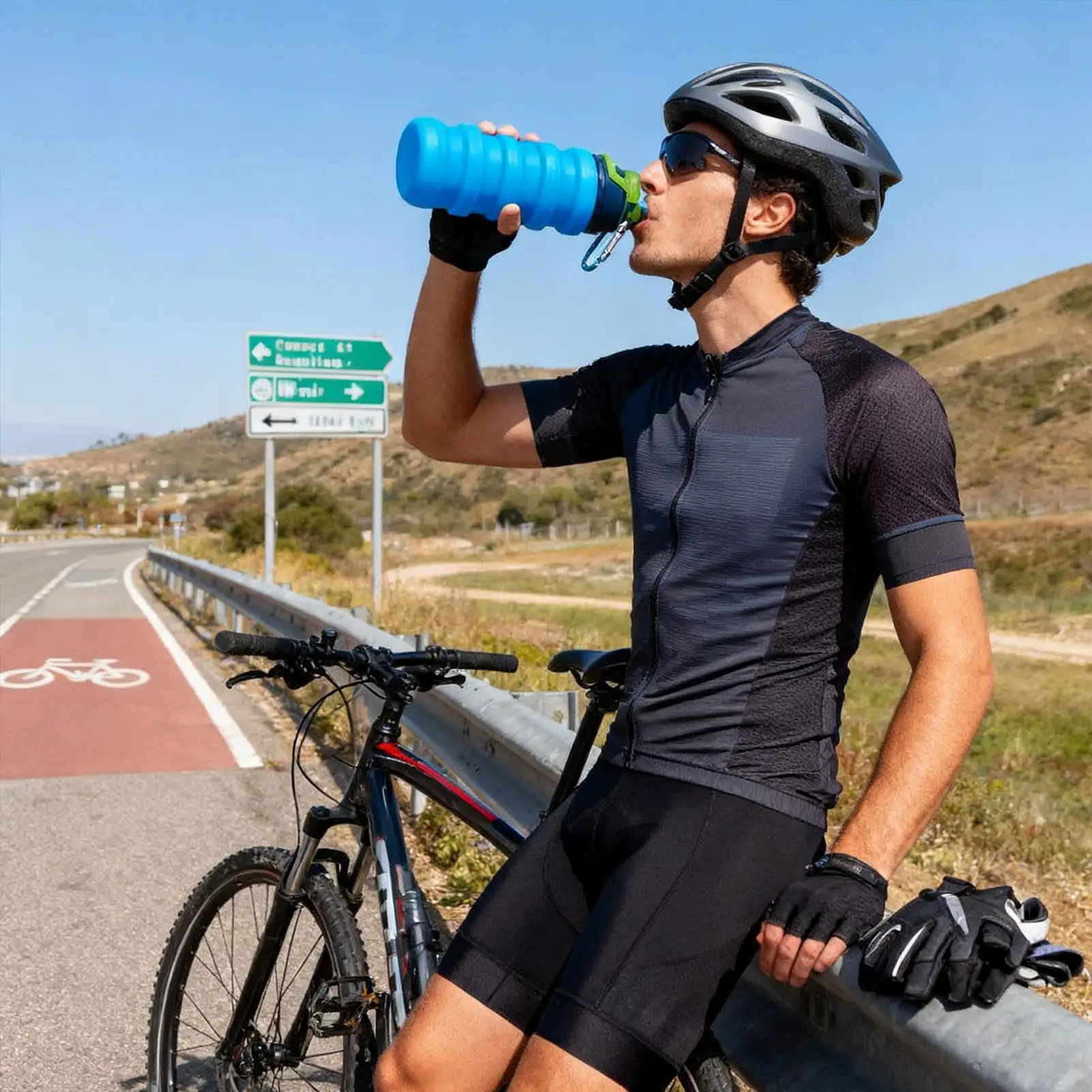 

Foldable Silicone Cup with Lid Leakproof Water Bottle Portable Reusable Cup for Travel Hiking Camping, Picnic Outdoor Sports