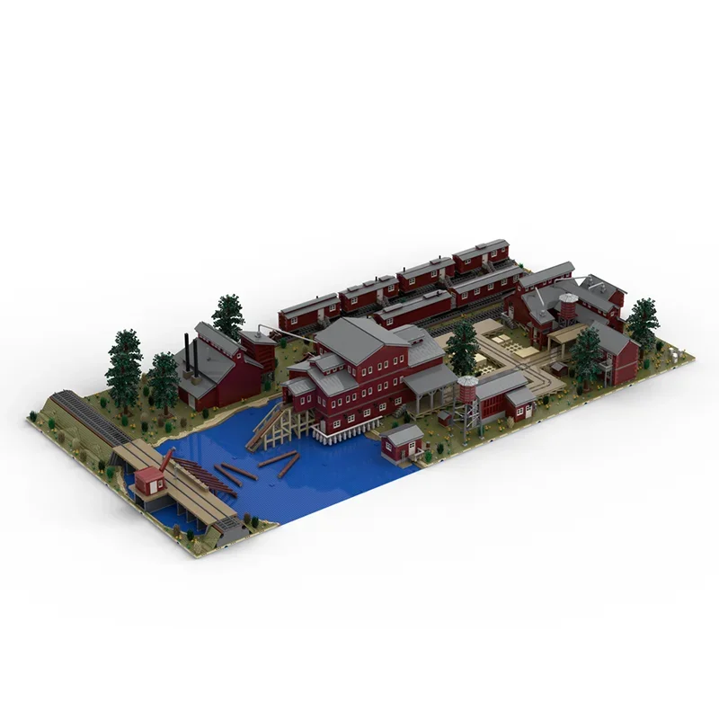 4588pcs Moc Sawmill Series  Planing Shed Modularity Architecture Model Building Blocks Creative Assembly Bricks Toys Kids Gifts