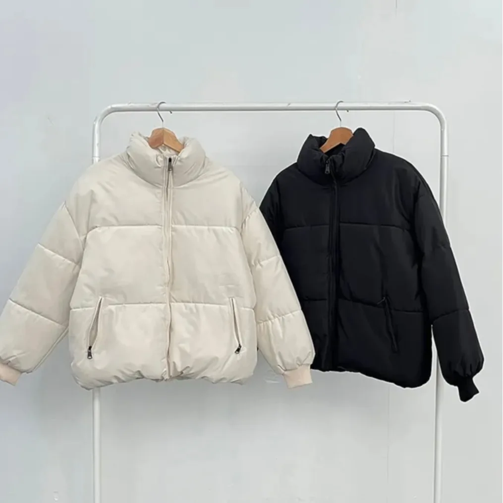 Donna Chic Winter Thiened Cotton Jaet Colletto alla coreana Puffer Pane Sle Top Faionable Capispalla Lungo Sve Pendolarismo