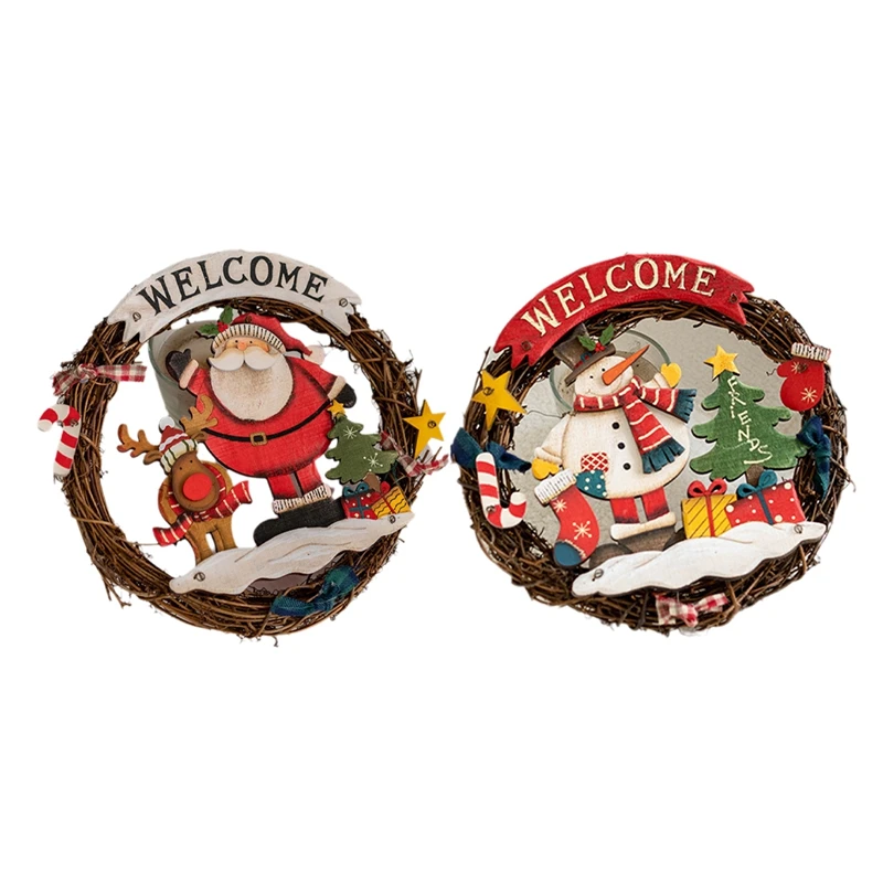 Christmas Decoration Props Wreath Holiday Decorations Welcome Doorplate Door Hanging Wall Hanging