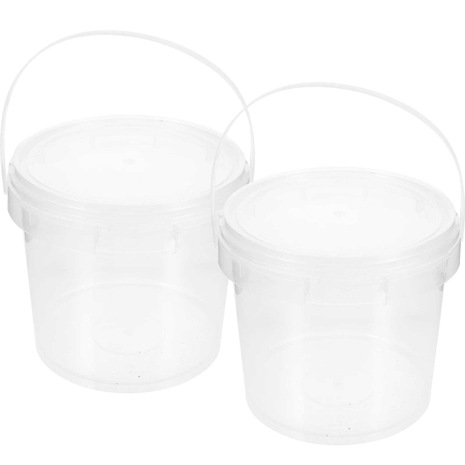 

2 pcs 2L Food Grade Plastic Hand Bucket Transparent Storage Round Bucket Household Ice Cream Tank For Kitchen Catering Soup
