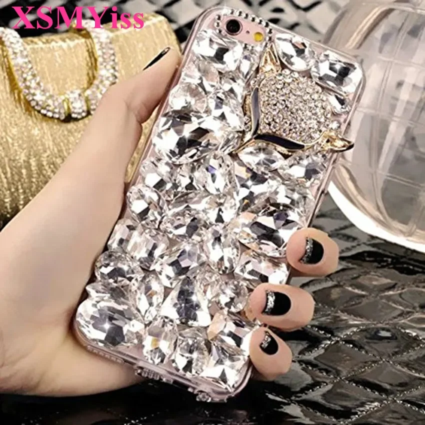 Luxury Bling Rhinestone Crystal Diamond Fox and Crown Soft Back Case Cover for iPhone 13, 14 Pro, 12, 15, MAX, XS, XR, 16 PLUS