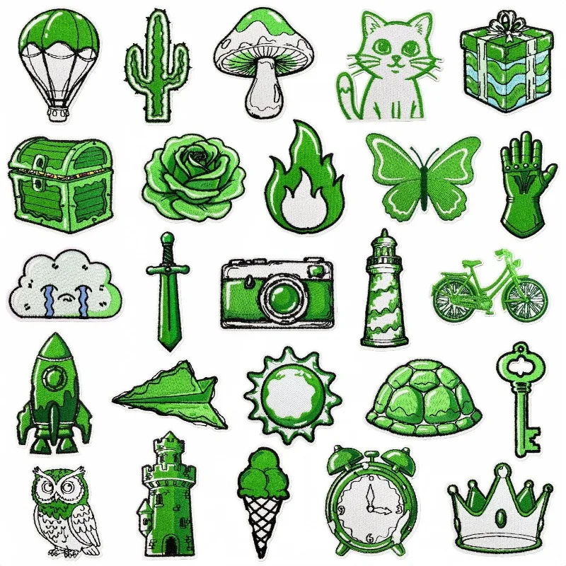 

Green Series Embroidery Patch Decoration Accessories Sewing Iron on Patches Badge DIY T-shirt Clothes Bag Hat Stickers Appliques