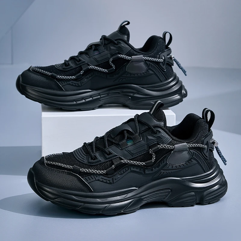 

Men's Shoes 2025 Autumn Trendy Versatile Casual Sports Shoes Running Thick-Soled Height-Increasing Black Dad Shoes