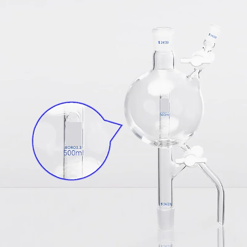 Solvent destillatie hoofd dubbele tetrafluor zuiger gezamenlijke deur borosilicaatglas destillatie hoofd 250 ml/500 ml/1000 ml