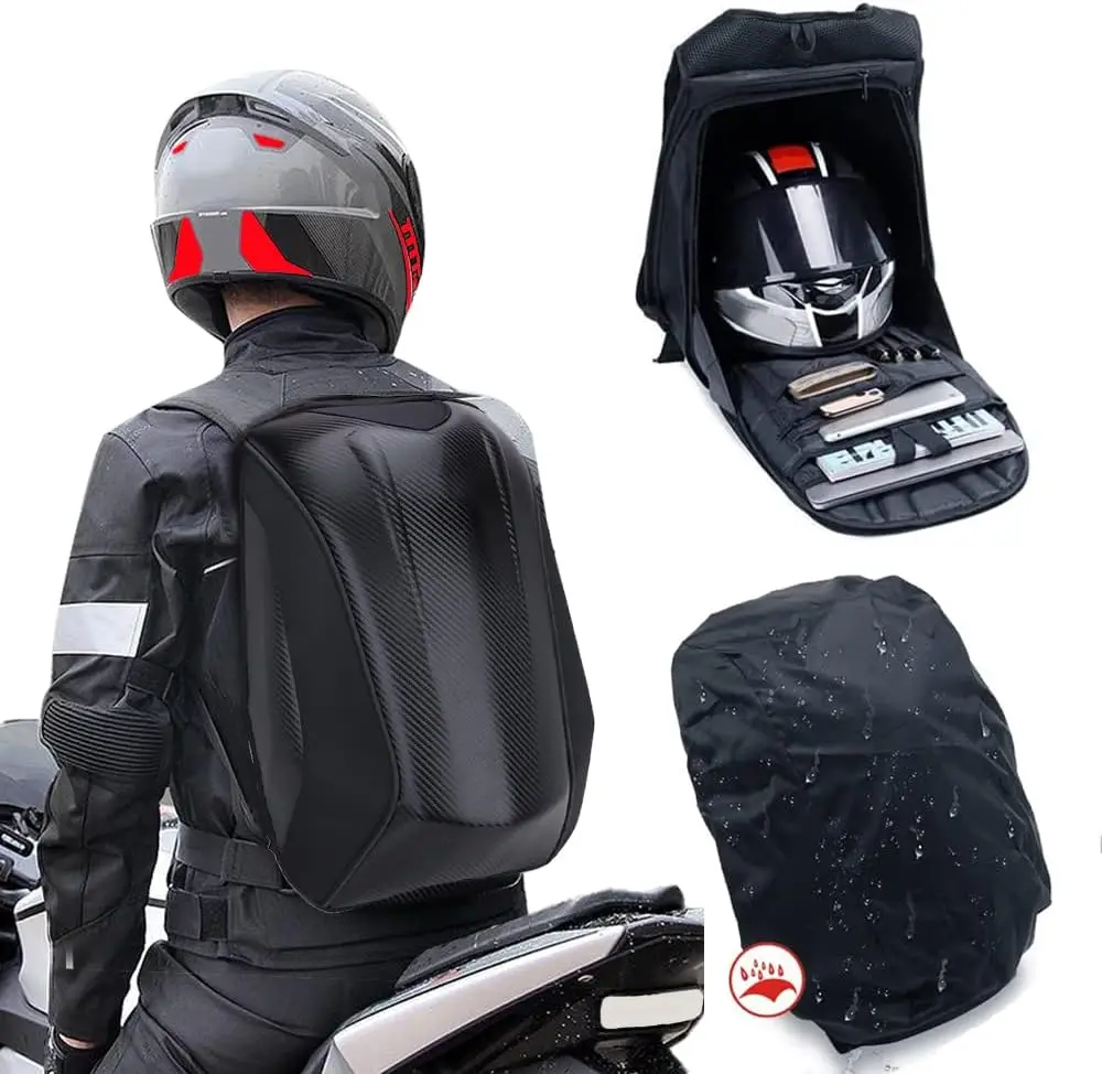 Motorcycle Backpack Waterproof Hard shell Helmet Backpack Carbon Fiber Riding Backpack Men's motorcycle accessories