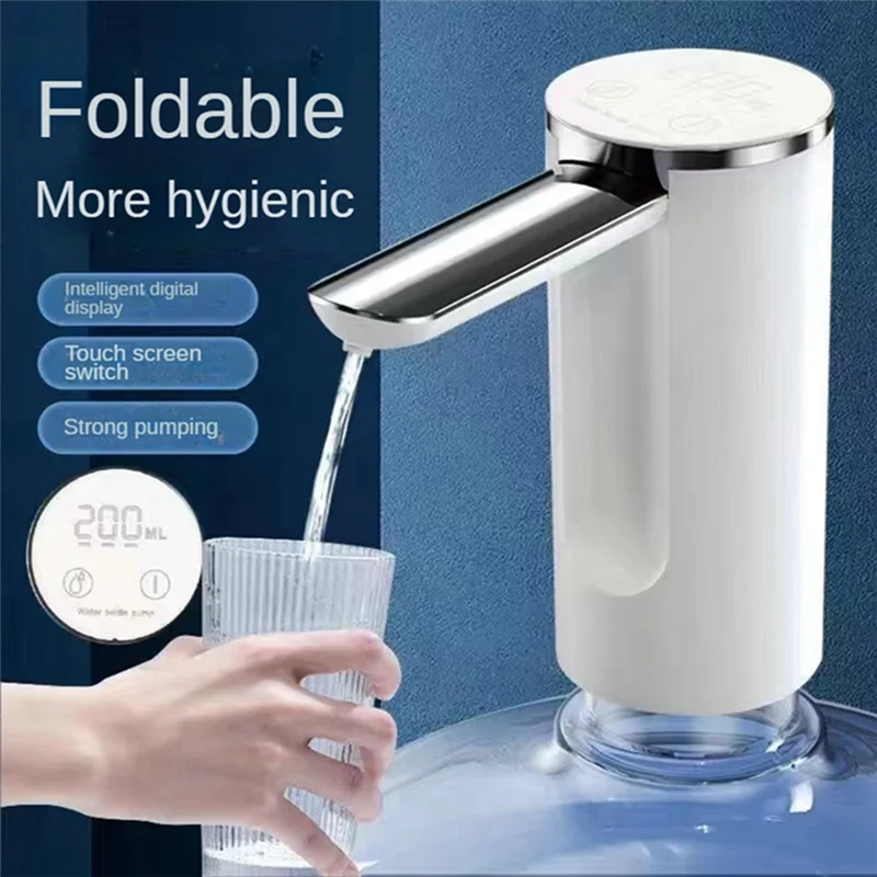 Pompa per bottiglia d'acqua Dispositivo di aspirazione dell'acqua pieghevole elettrico USB per uso domestico Pompa dell'acqua per erogatore d'acqua per bottiglia da 5 galloni,A