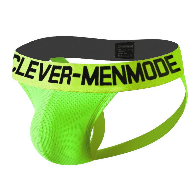 CLEVER-MENMODE Mesh Thong Jockstrap Men Sexy Penis Pouch Underwear Thin Open Butt Panties Erotic Lingerie Buttocks Underpants