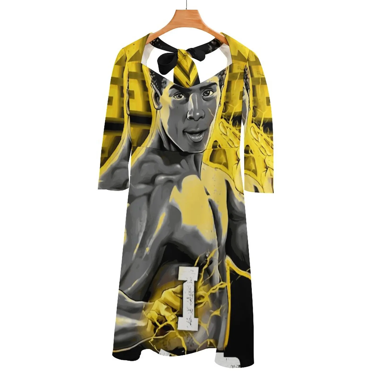 I Am Dragon Master Square Neck Dress Summer Dress Women Elegant Halter Print Dress The Last Dragon Bruce Leroy Kung Fu Last