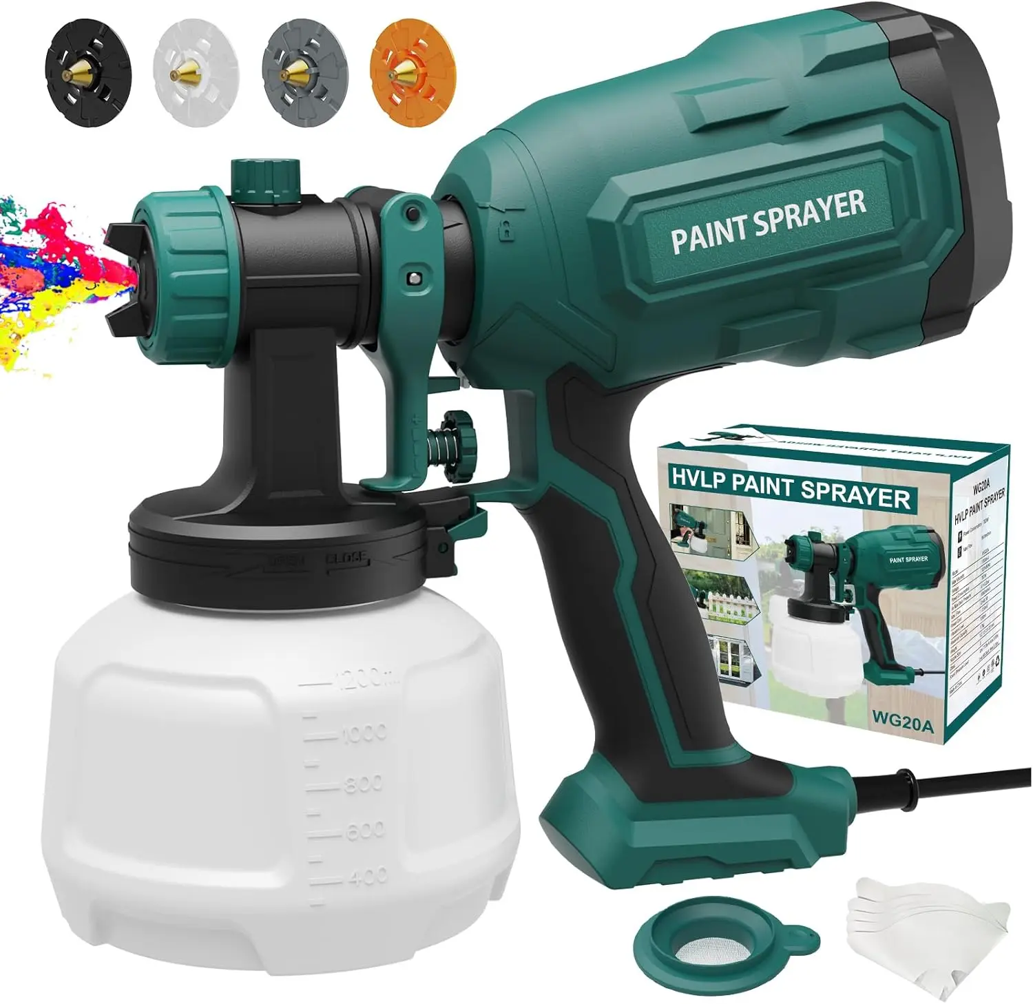 

Paint Sprayer, 700W HVLP Spray Gun with 4 Nozzles & 3 Patterns, Paint Gun with Adjustable Spray Width