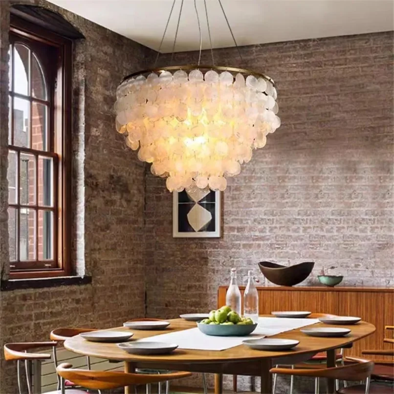 Imagem -03 - Capiz Shell Pendant Light para Sala de Estar Lâmpada Pendurada no Quarto Lustres Modernos Brancos do Teto Decoração para o Lar Cozinha