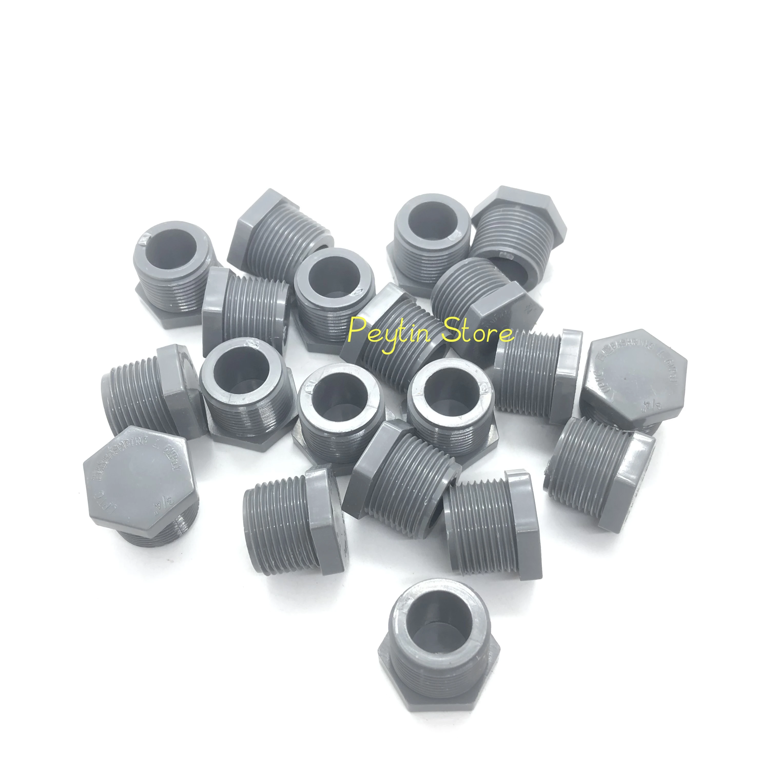 

20Pcs 20mm 1/2" 25mm 3/4" NPT Male Thread PVC White Grey Hexagonal Plastic Plug Pipe Cap Water Pipe Fittings