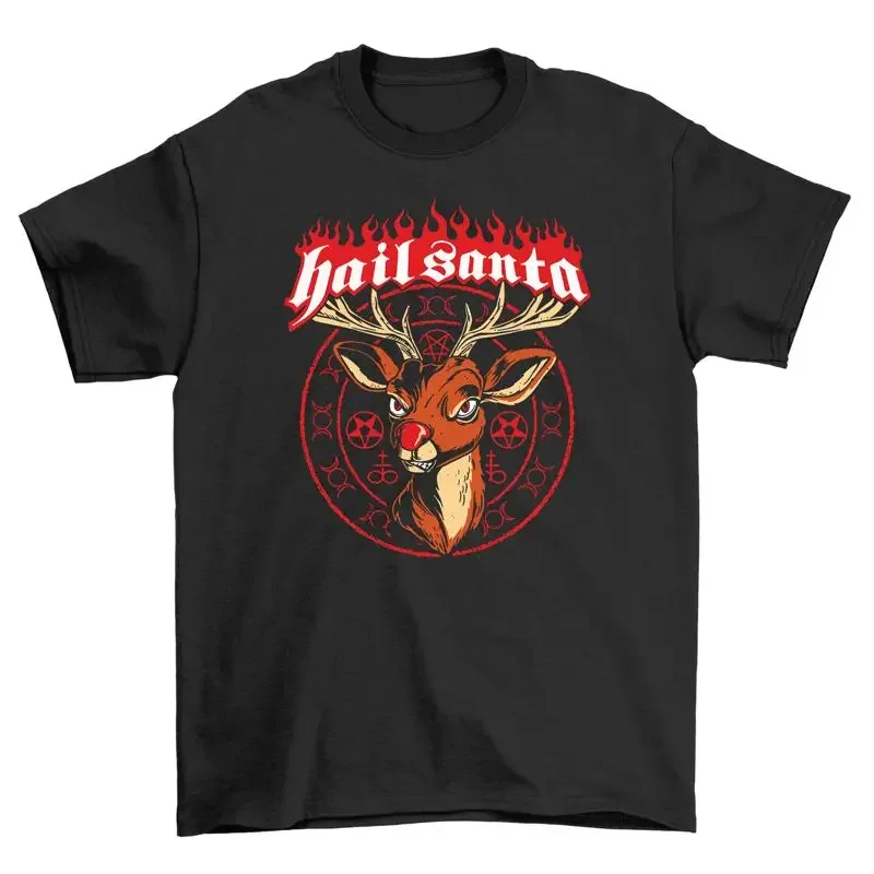 Camiseta divertida con diseño de Reno de Santa Claus, 100% algodón, ideal
