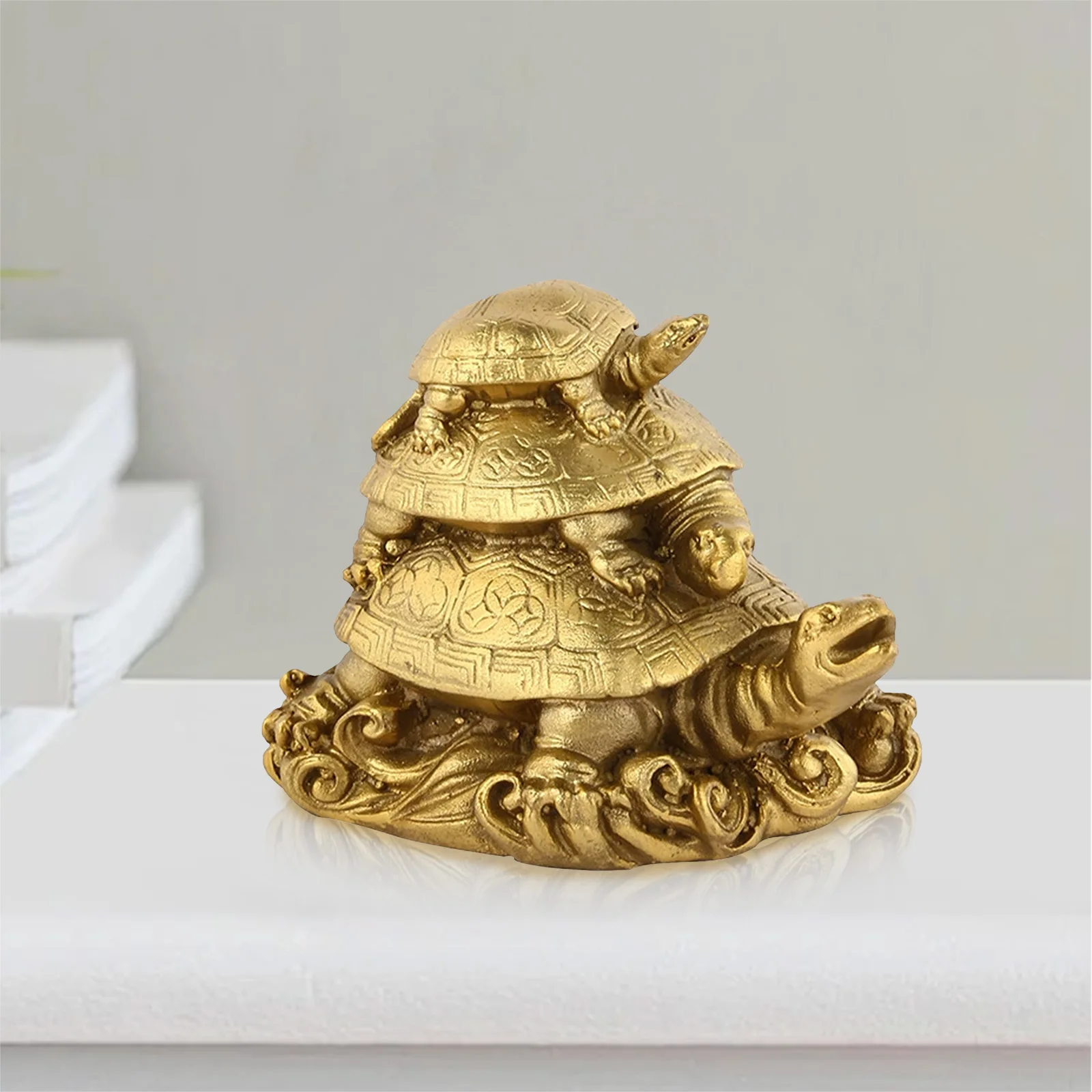 Pyrite Stone Turtle Figurine Birthday Gift Brass Turtle Figurine Pyrite Tortoise Inspired Decor for Living Room Table Display