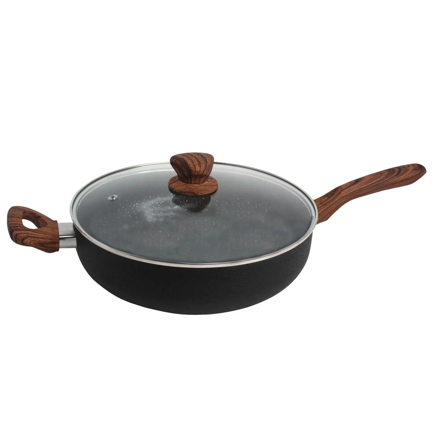 

4-Quart Blackstone Giant Cookware Pan with Glass Lid and Wood Handles
