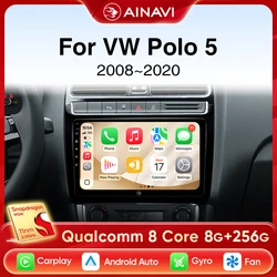 Ainavi Multimedia de coche para VW Volkswagen POLO 5 2008-2017 Vento inalámbrico Carplay Android 13 Auto Radio estéreo 48EQ DSP 2 Din