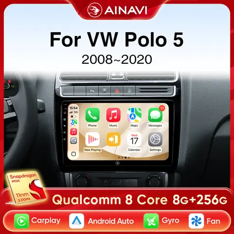 Ainavi Car Radio For Volkswagen VW POLO 5 2008-2017 Vento Wireless Carplay Android Auto Car Multimedia Stereo 48EQ DSP 2 Din