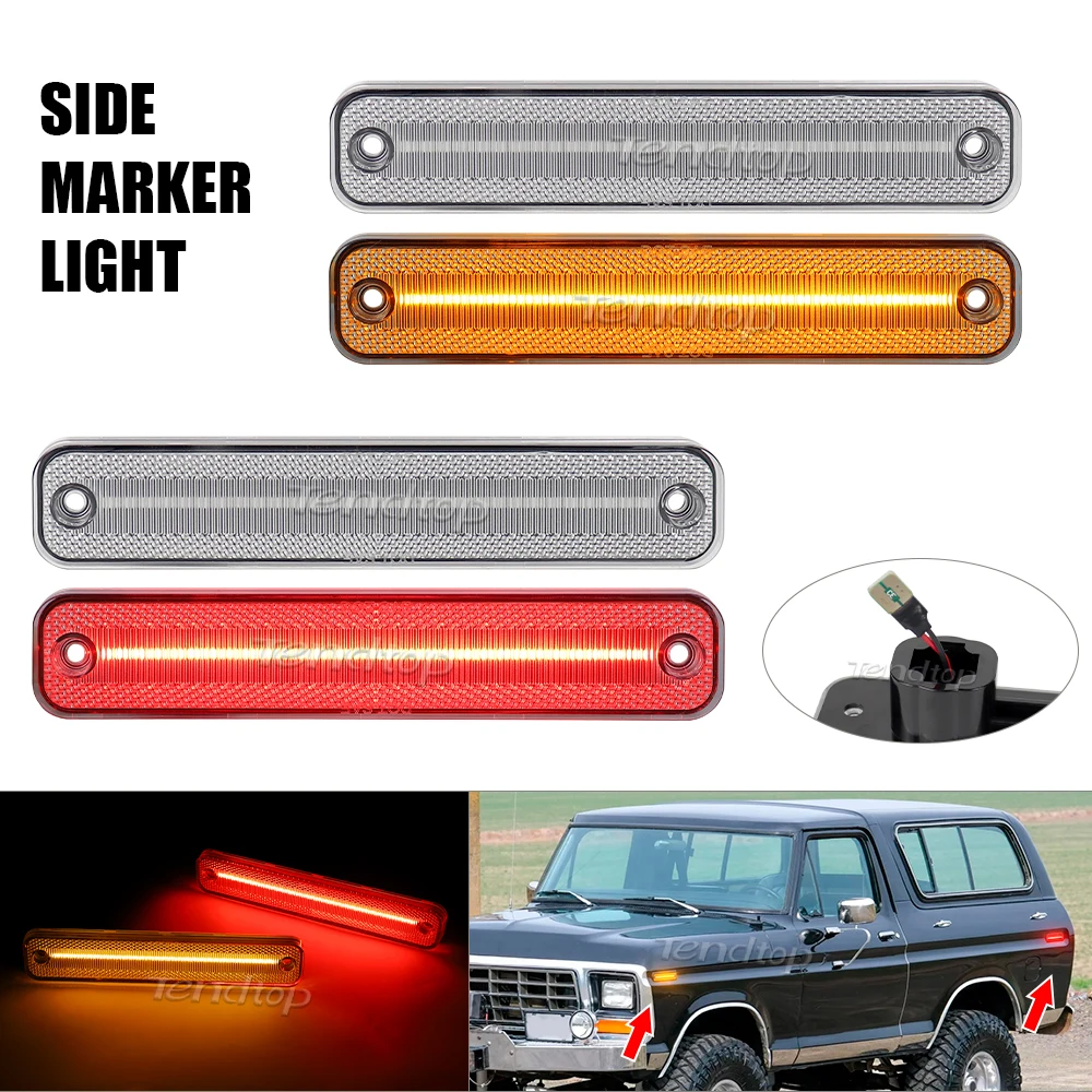 

Clear Lens Amber/Red Front / Rear Side Marker Lights For 1973-1979 Ford F Series Truck Bronco For 1975-1991 Ford Econoline Van