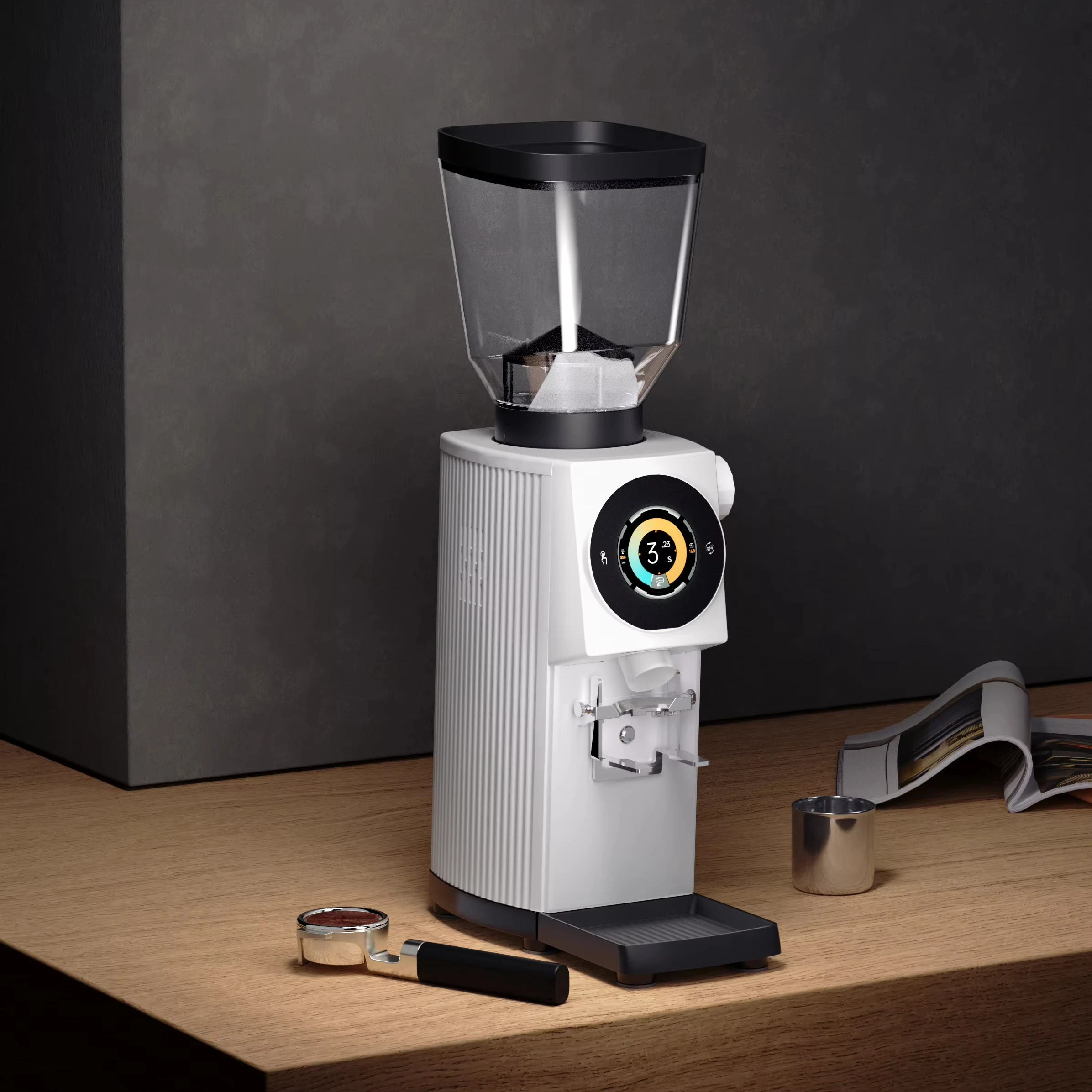 White Color 83mm Big Flat Burr Commercial Coffee Grinder Electric Professional Coffee Grinder Machine