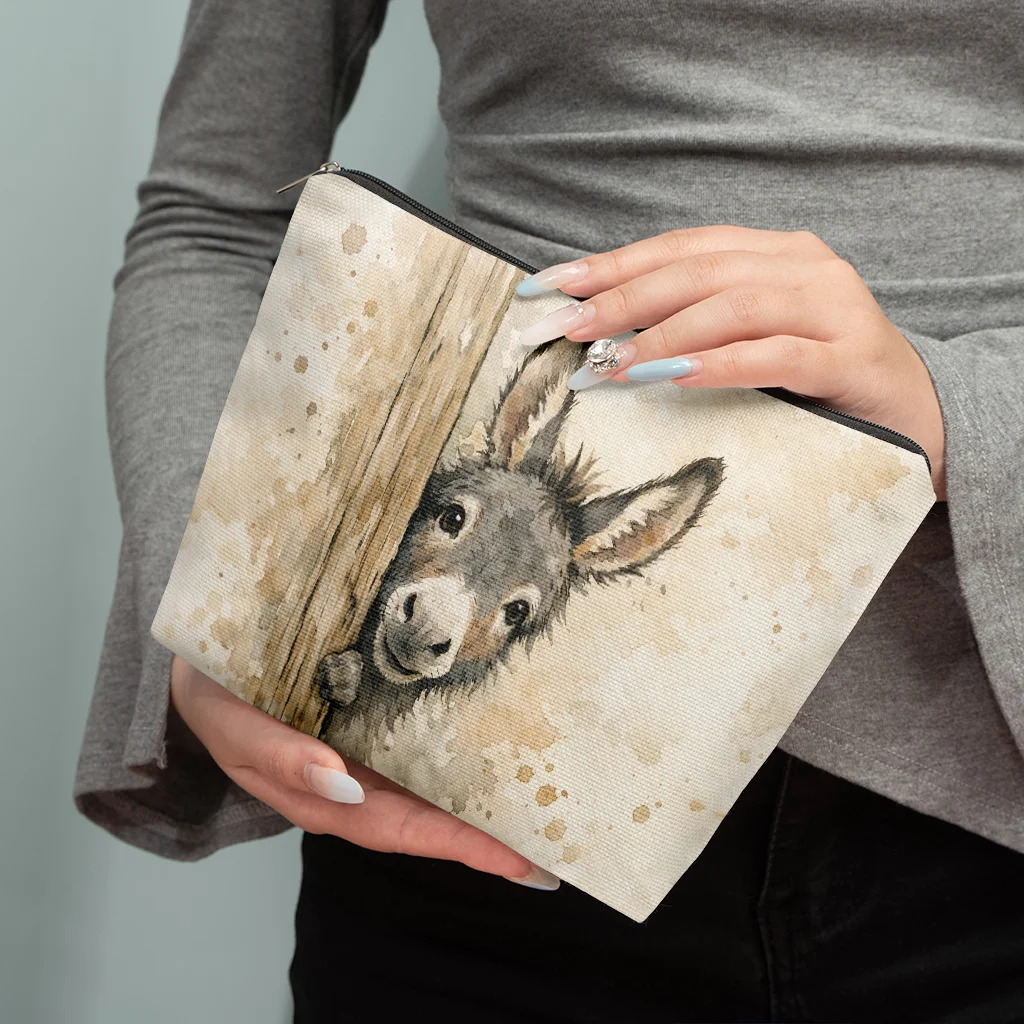 A donkey pattern cosmetic bag-cute multifunctional zipper handbag, jewelry storage bag - view 4