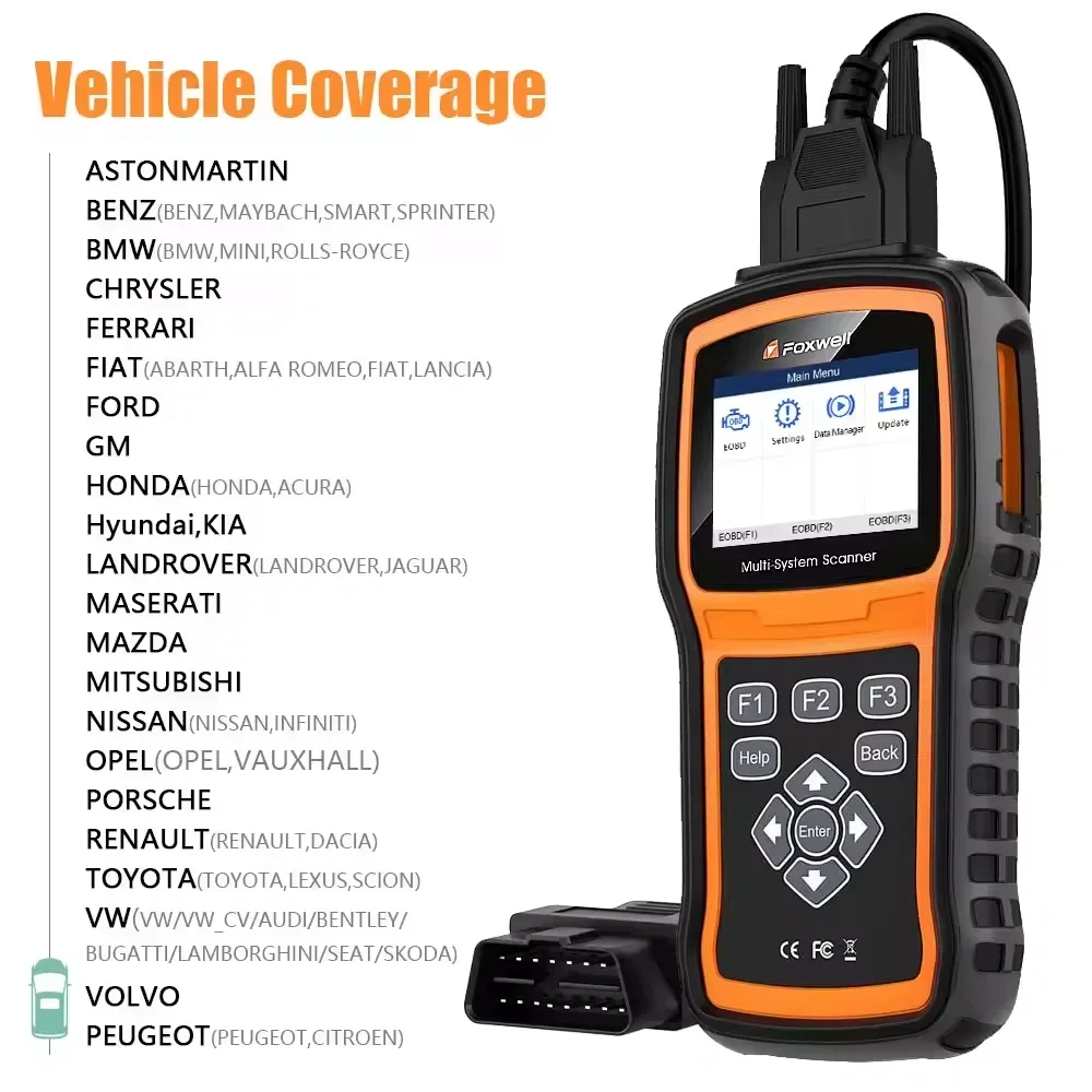 New+  Foxwell NT530 Multi-System Scanner Support for Porsche Benz BMW Mitsubishi Nissan GM Chassis Update Version of NT510 NT520