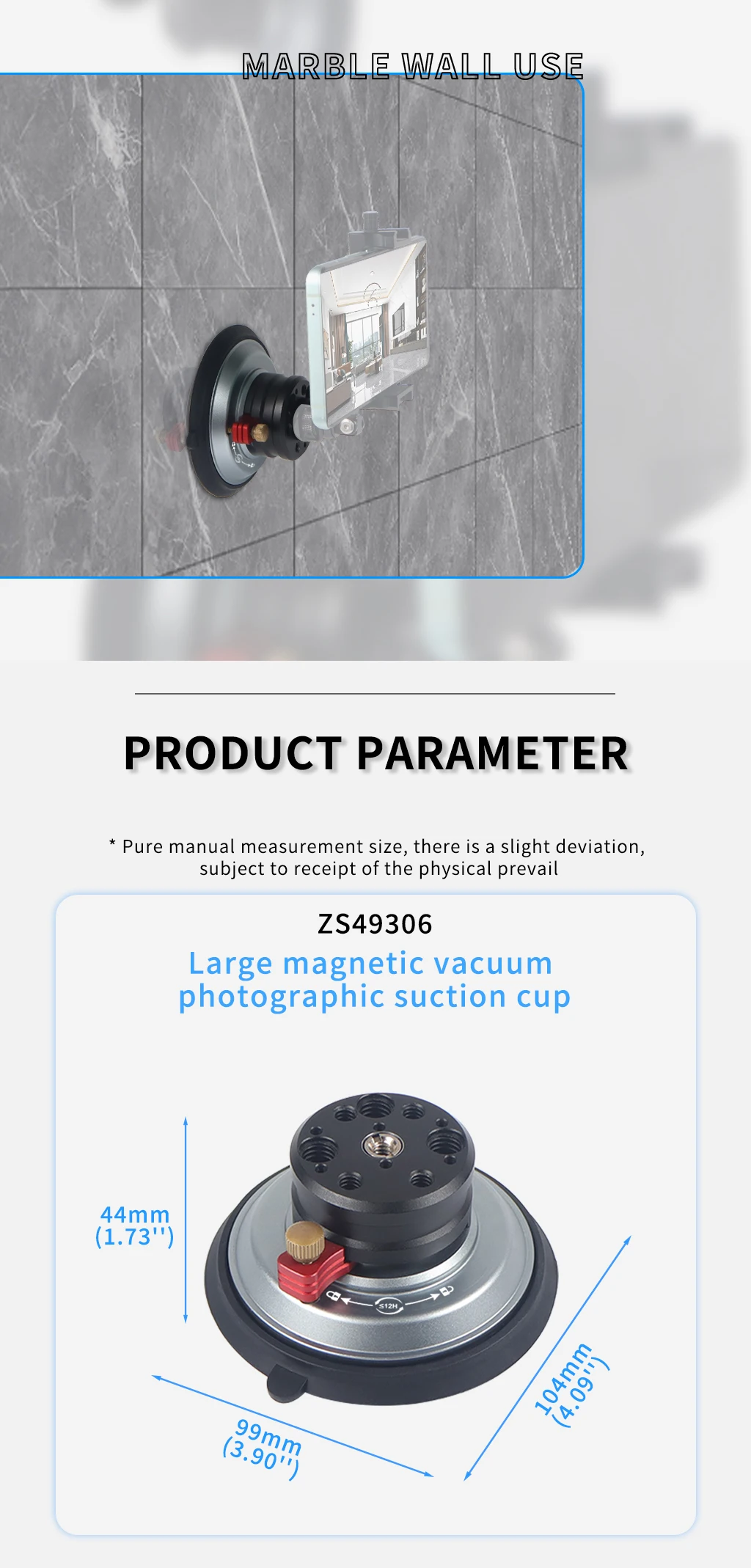 Neue 4-Zoll-Auto-Saugnapf-Montagebasis 1/4 Zoll 3/8 Zoll ARRI Action-Kamera Handpumpe Vakuum-Saugnapf für GoPro Insta360 Heavy-Duty – Detail 8