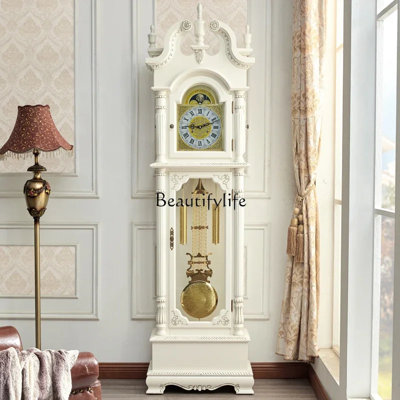 

European floor clock living room Polaris mechanical pendulum clock Helmler white