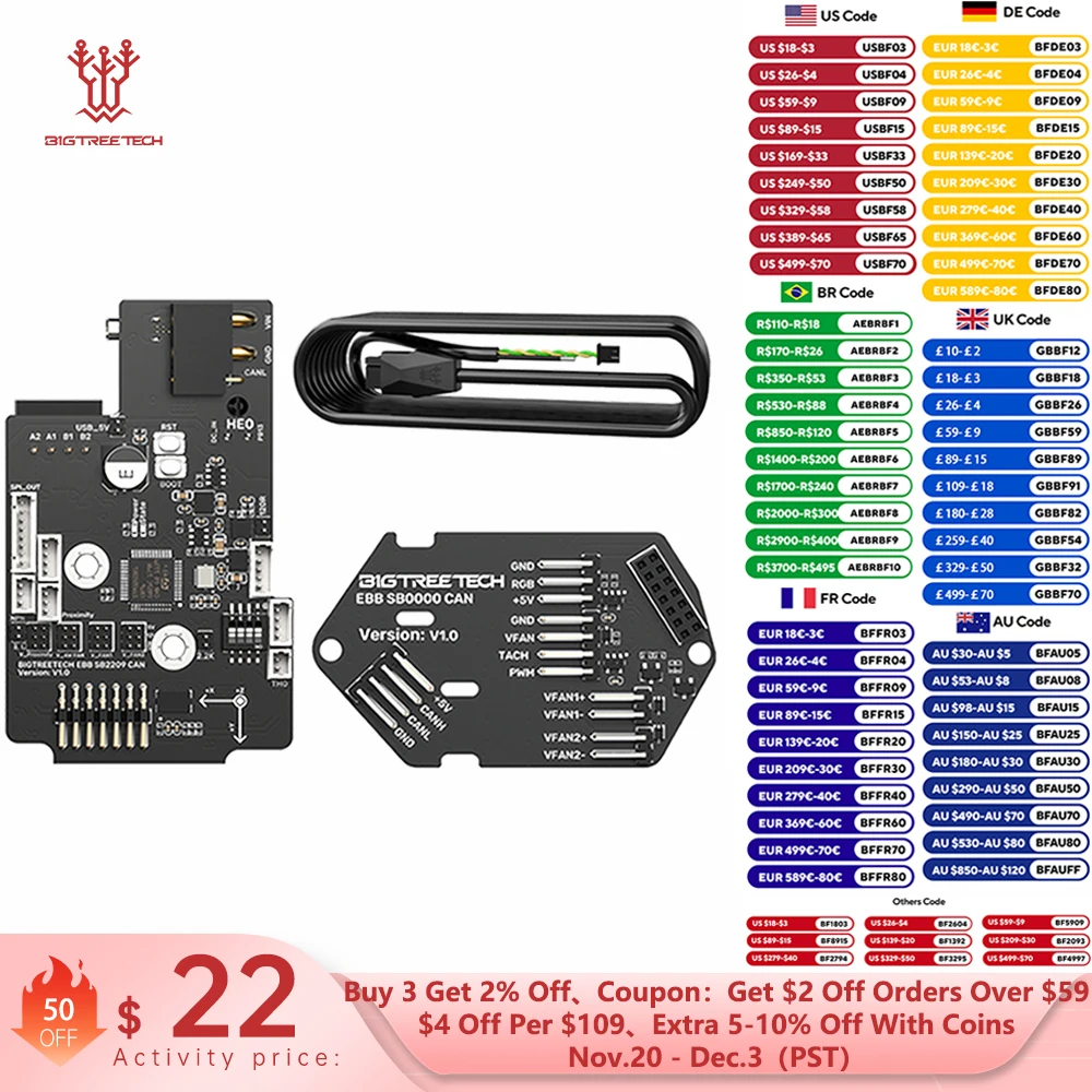 BIGTREETECH EBB SB2209 CAN/USB Board For Klipper Voron StealthBurner KNOMI Octopus Pro Raspberry Pi Canbus HeadTool PT1000