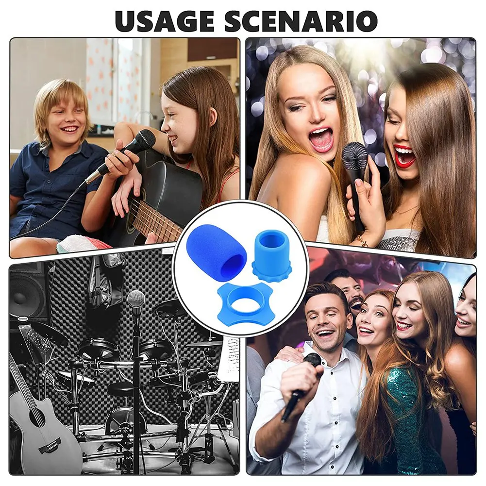 Handheld Microphone Protection Silicone Ring Anti Rolling Bottom Rod Sleeve Holder Microphone Covers Foam&L47R