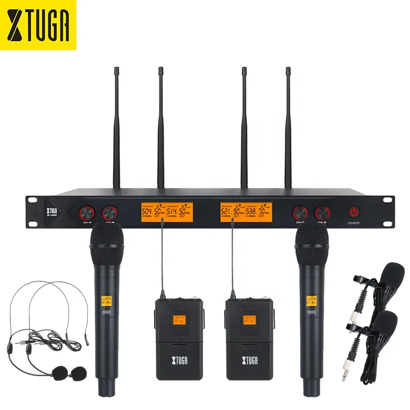 80M Wireless U-section Celebration Party Microphone 4 Channel UHF Wireless Microphone With Four Handhelds Bodypack