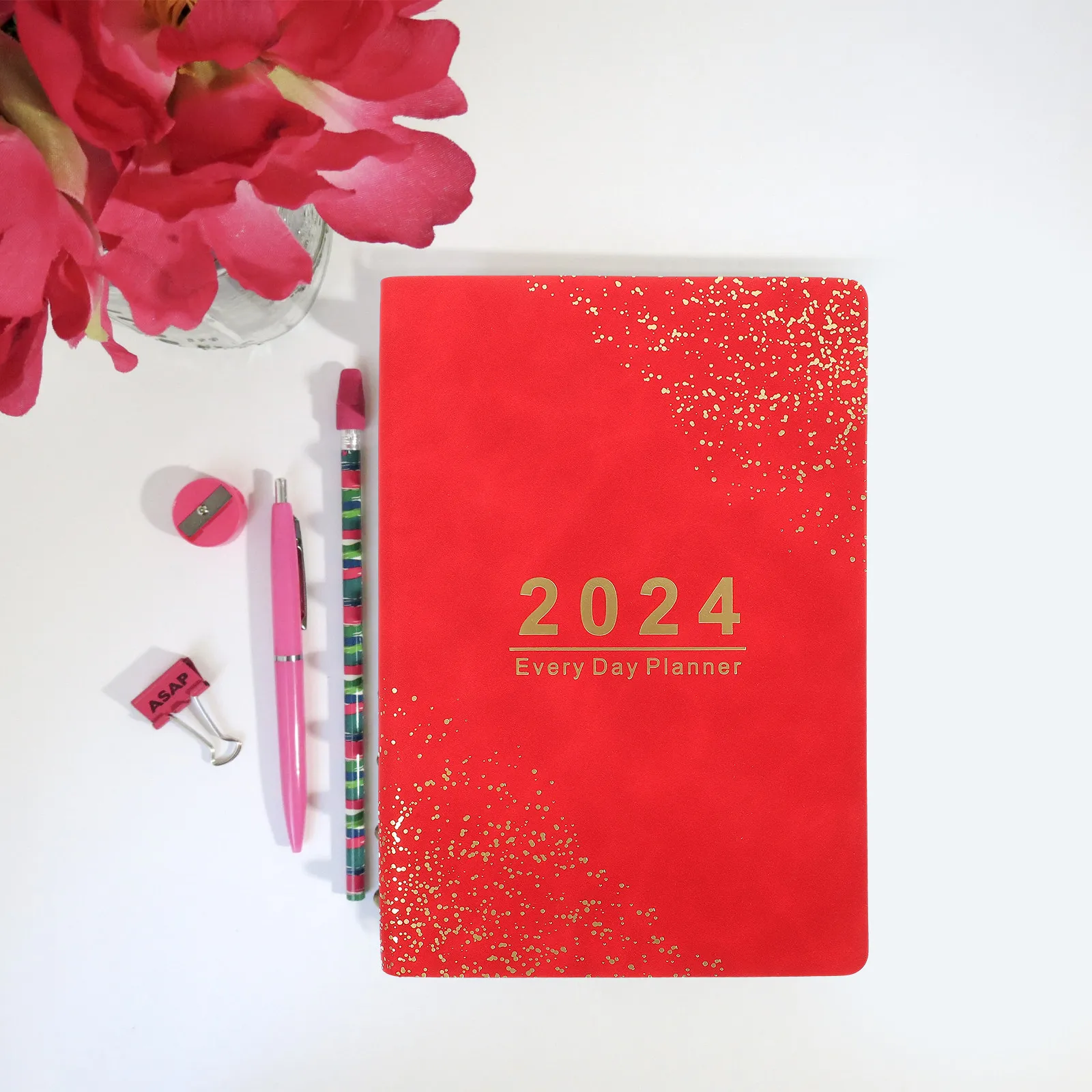 Academic Planner 2024 Daily Planner Notebook for Students Teachers Office Workers Minimalist Design Thick Paper Leak