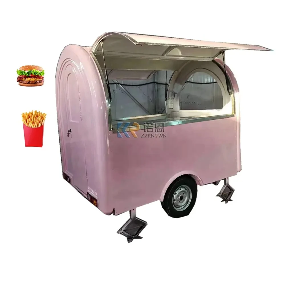 Hot Dog Cart Ice Cream Mobile Trucks Fast Food Trailer for Small Business Food Industry Equipment Tow Bar