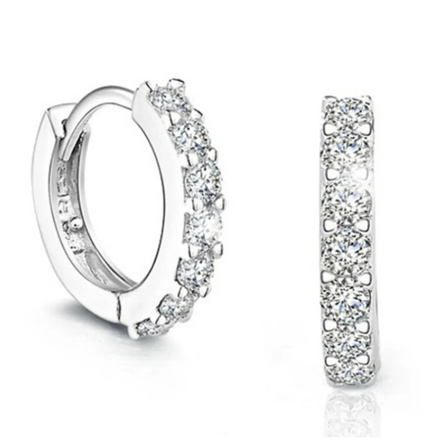 925 Sterling Silver Earrings Simple Fashion Single Row Zircon Earrings For Women & Men'S Jewelry Gifts