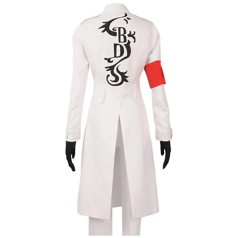 

Anime Tokyo Revengers Kokounoi Hajime Cosplay Costume Seishu Inui White Uniform Trench Coat Armband Gloves Black Dragons Outfits