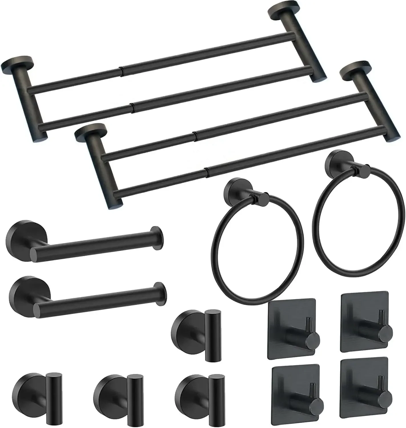 

Cilee14 Piece Adjustable Matte Black Bathroom Hardware Set, Adjustable Bathroom Double Towel Bar+Toilet Paper