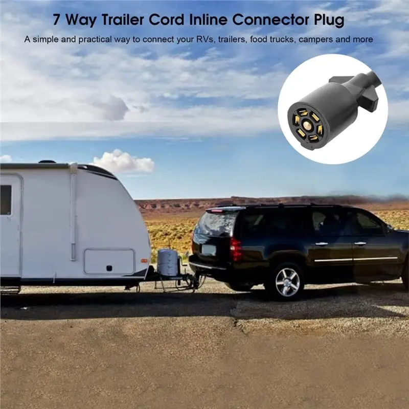 【AC77 Top !! 】Trailer Pigtail Connector 7 Way Trailer Plug Extension Cord 3FT 7 Pin For RV Connecting Line
