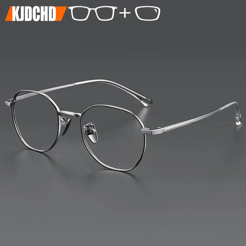 

KJDCHD Polygon Doctor With Progressive Eyeglasses Men Titanium Optical Photochromic Glasses Myopia Bifocal Prescription Eyewear