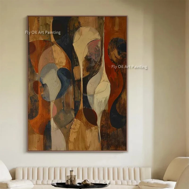 Special Yellow Brown Black Abstract Oil Painting On Canvas Original Design Handmade Blue Black Red Simple Design Home Wall Art I