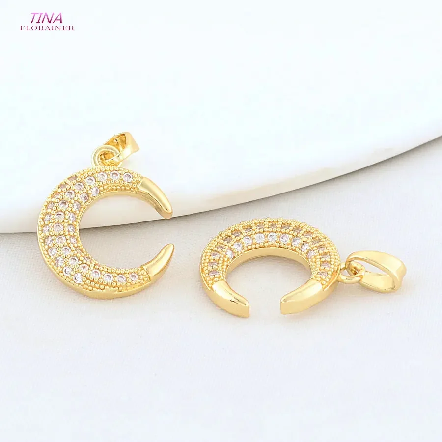 New 18K Gold Color Brass with Zircon Heart Star Sun Necklace Charms Pendants Earrings Jewelry Making Supplies Accessories view 5
