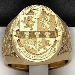 2024 New Luxury Retro Carving England Lion Rings for Men 18K Gold Plated Fashion Domineering Finger Ring Party Jewelry